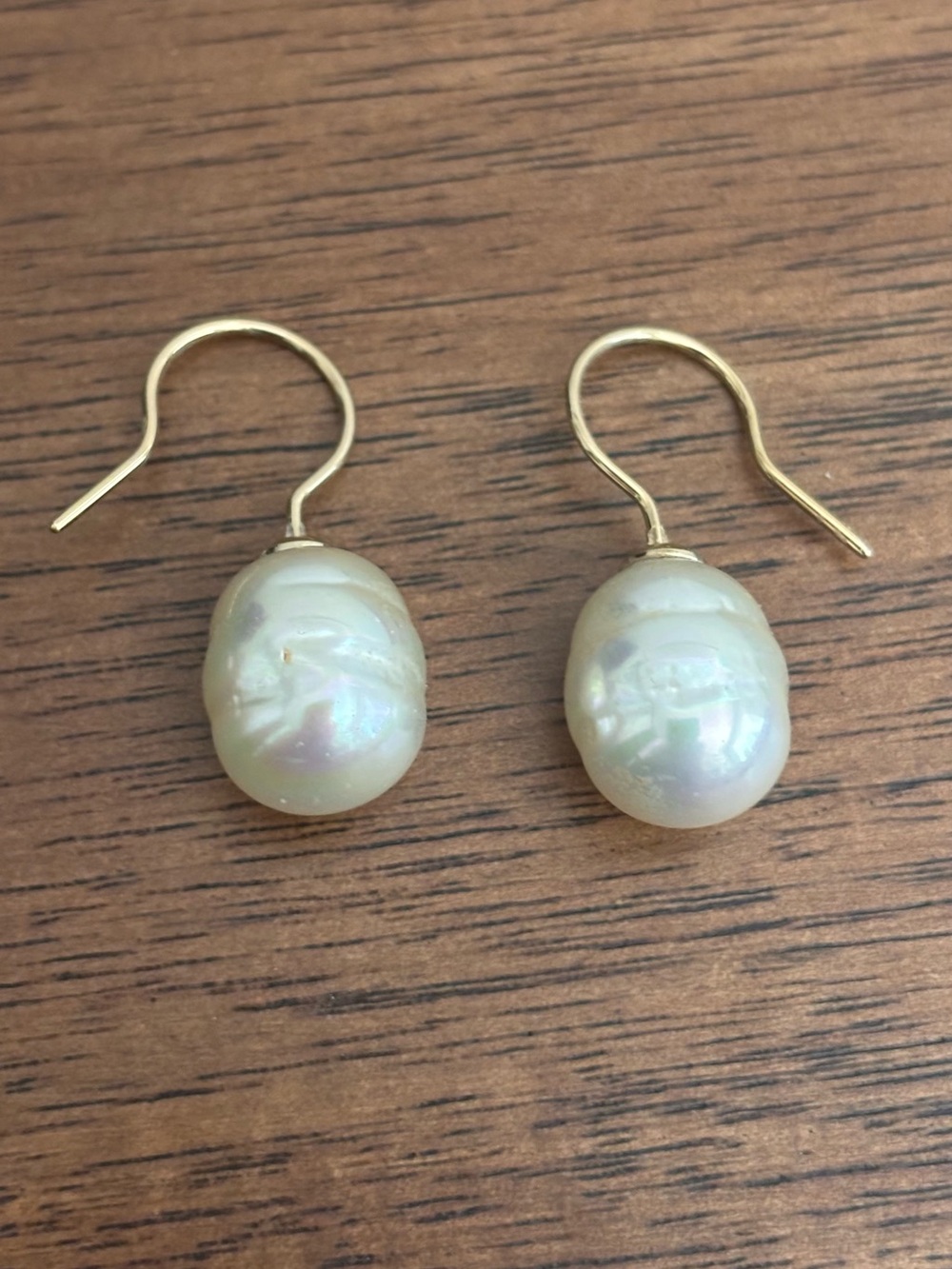 Vintage Majorica Ivory White Baroque Organic Man-Made Pearl Drop Earrings - Picture 5 of 5